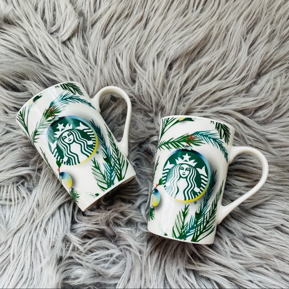 Starbucks Other - Starbucks seasonal mug | pair | Holly | ornaments